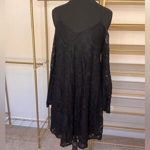 Love, Fire Black Lace Long Sleeve Dress